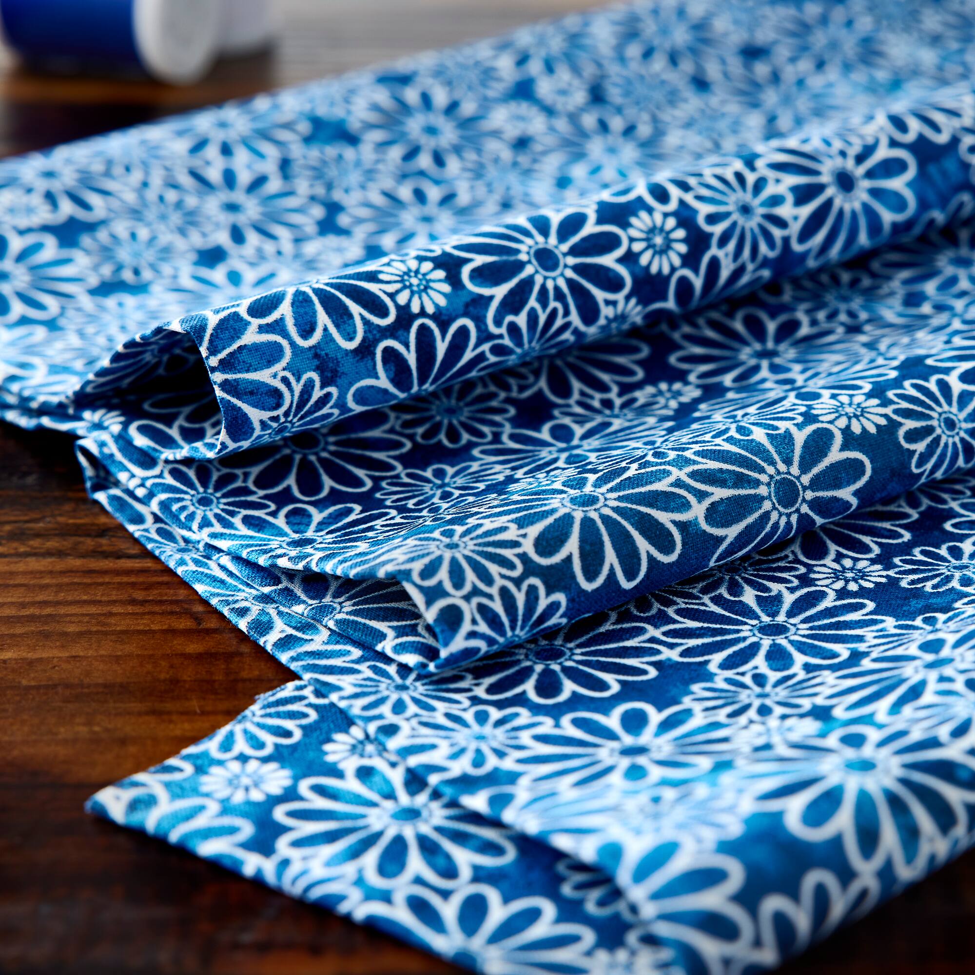 Fabric Traditions Blue Tonal Daisies Cotton Fabric